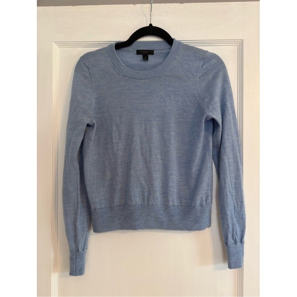 Women's J. Crew Light Blue 100% Merino Wool Crewneck Sweater Size Small